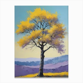 Painting Of A Tree, Yellow, Purple (26) Canvas Print