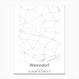 Warendorf,Germany Minimalist Map Canvas Print