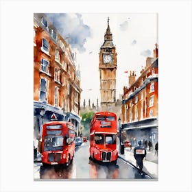 London Cityscape Akvarell Canvas Print