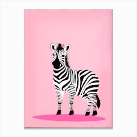 Playful foal On Solid pink Background, modern animal art, baby zebra 2 Canvas Print
