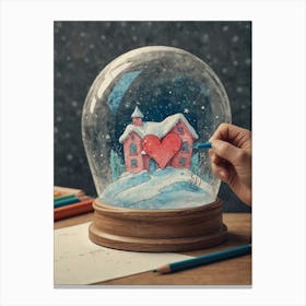 Snow Globe With A Heart Canvas Print