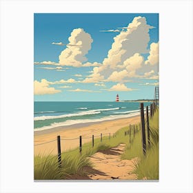 Outer Banks North Carolina, Usa, Flat Illustration 3 Canvas Print