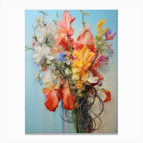 Abstract Flower Painting Aconitum 1 Canvas Print