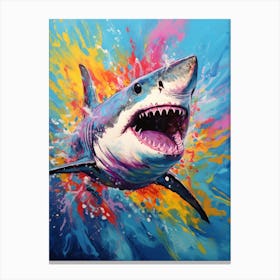  A Great White Shark Vibrant Paint Splash 3 Canvas Print