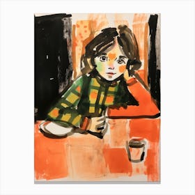 Girl At A Table 1 Canvas Print