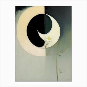 Crescent Moon And Lotus Symbol Abstract Painting Canvas Print
