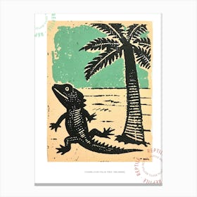 Chameleon With Palm Trees Bold Block 2 Poster Canvas Print