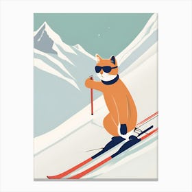 Cat On Skis Canvas Print