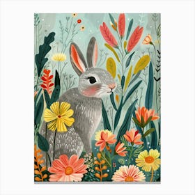 Bunny and Flowers Canvas Print