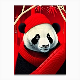 Pandainredscarfhat Canvas Print