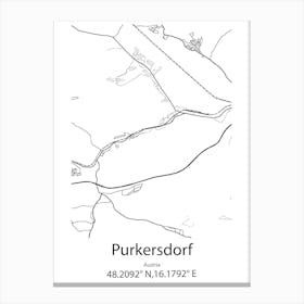 Purkersdorf,Austria Minimalist Map Canvas Print