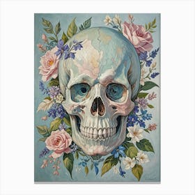 Skull With Flowers no1 Canvas Print