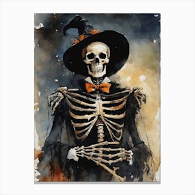 Vintage Halloween Gothic Skeleton Painting (11) Canvas Print
