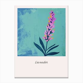 Lavender 1 Square Flower Illustration Poster Canvas Print