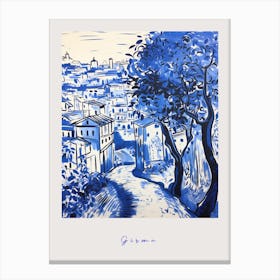 Girona Spain 3 Mediterranean Blue Drawing Poster Canvas Print