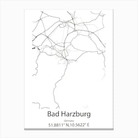 Bad Harzburg,Germany Minimalist Map Canvas Print