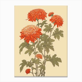 Kiku Chrysanthemum 1 Vintage Japanese Botanical Canvas Print