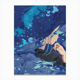 Anime, Girl, Starry Night Canvas Print