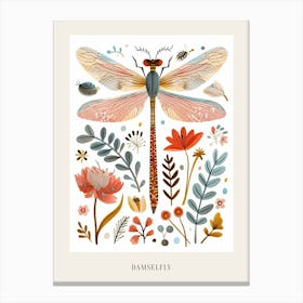 Colourful Insect Illustration Damselfly 12 Poster Canvas Print