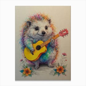 Hedgehog Playing Guitar 2 Canvas Print