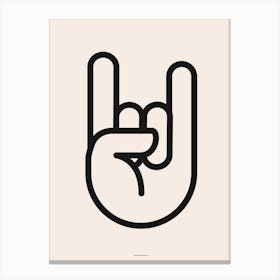 Minimal Rock And Roll Hand Sign Bold Print Canvas Print