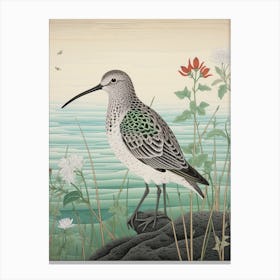 Ohara Koson Inspired Bird Painting Dunlin 4 Canvas Print