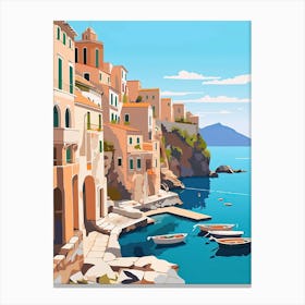 Amalfi Coast, Italy, Flat Illustration 1 Canvas Print