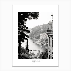 Poster Of Portofino, Italy, Black And White Photo 3 Canvas Print
