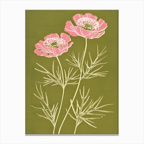 Pink & Green Love In A Mist 2 Canvas Print
