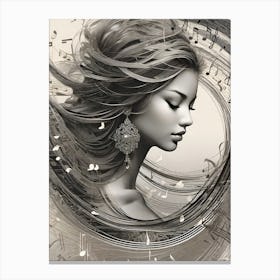 Girl With Music Notes Canvas Print