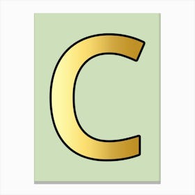 Letter C Gold Alphabet Aqua Canvas Print