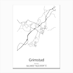 Grimstad,Norway Minimalist Map Canvas Print