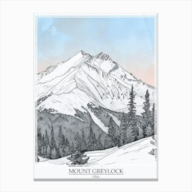 Mount Greylock Usa Color Line Drawing 2 Poster Canvas Print