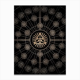 Geometric Glyph Radial Array in Glitter Gold on Black n.0439 Canvas Print
