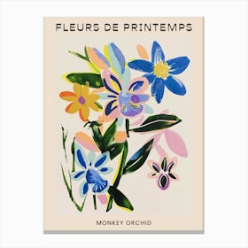 Spring Floral French Poster  Monkey Orchid 1 Canvas Print