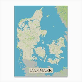 Denmark (Danmark) map poster art Canvas Print