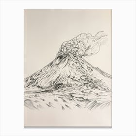 Mount Etna Italy Line Drawing 1 Canvas Print