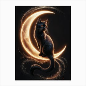 Black Cat On The Moon Canvas Print