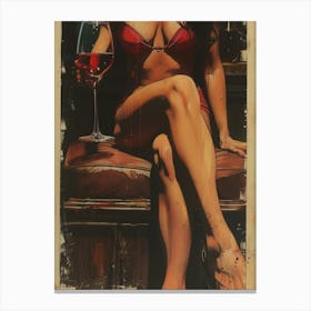 Girl With A Glass Of Wine 2 Canvas Print