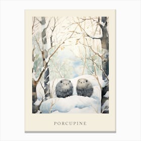Winter Watercolour Porcupine 2 Poster Canvas Print