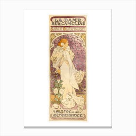 "La Dame aux Camélias" - Alphonse Mucha (1896) in HD | Art Nouveau Sarah Bernhardt ~ This is the original, untouched vintage edition of Alphonse Mucha's La Dame aux Camélias (1896), featuring Sarah Bernhardt in a stunning Art Nouveau design Canvas Print