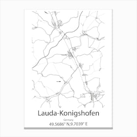 Lauda Konigshofen,Germany Minimalist Map Canvas Print