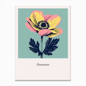 Anemone Square Flower Illustration Poster Canvas Print