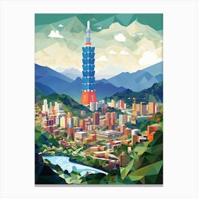 Taipei,Taiwan, Geometric Illustration 4 Canvas Print