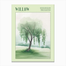 Willow Tree Atmospheric Watercolour Painting 2 Poster Canvas Print