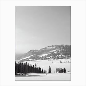 Adelboden, Switzerland Black And White Skiing Poster Canvas Print