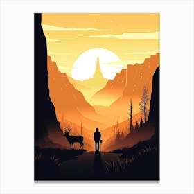 Man And A Deer Canvas Print