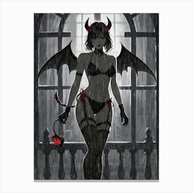 The Black Of Sexy Devil Girl Canvas Print