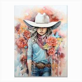 Cowgirl Watercolour Flower 3 Canvas Print