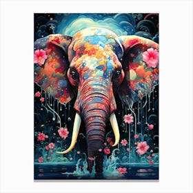 Elephant With Flowers Canvas Print